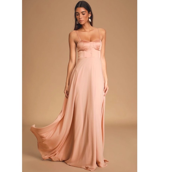 Lulus Long Blush Pink Dress (Small) - Picture 1 of 6